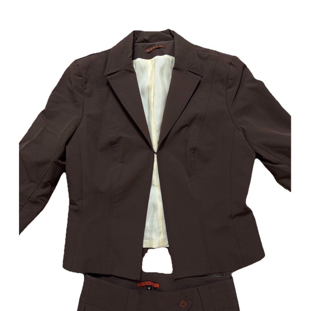 Vintage Barami Y2K Cropped Blazer Brown Tailored Jacket Lined Women's 10 Career